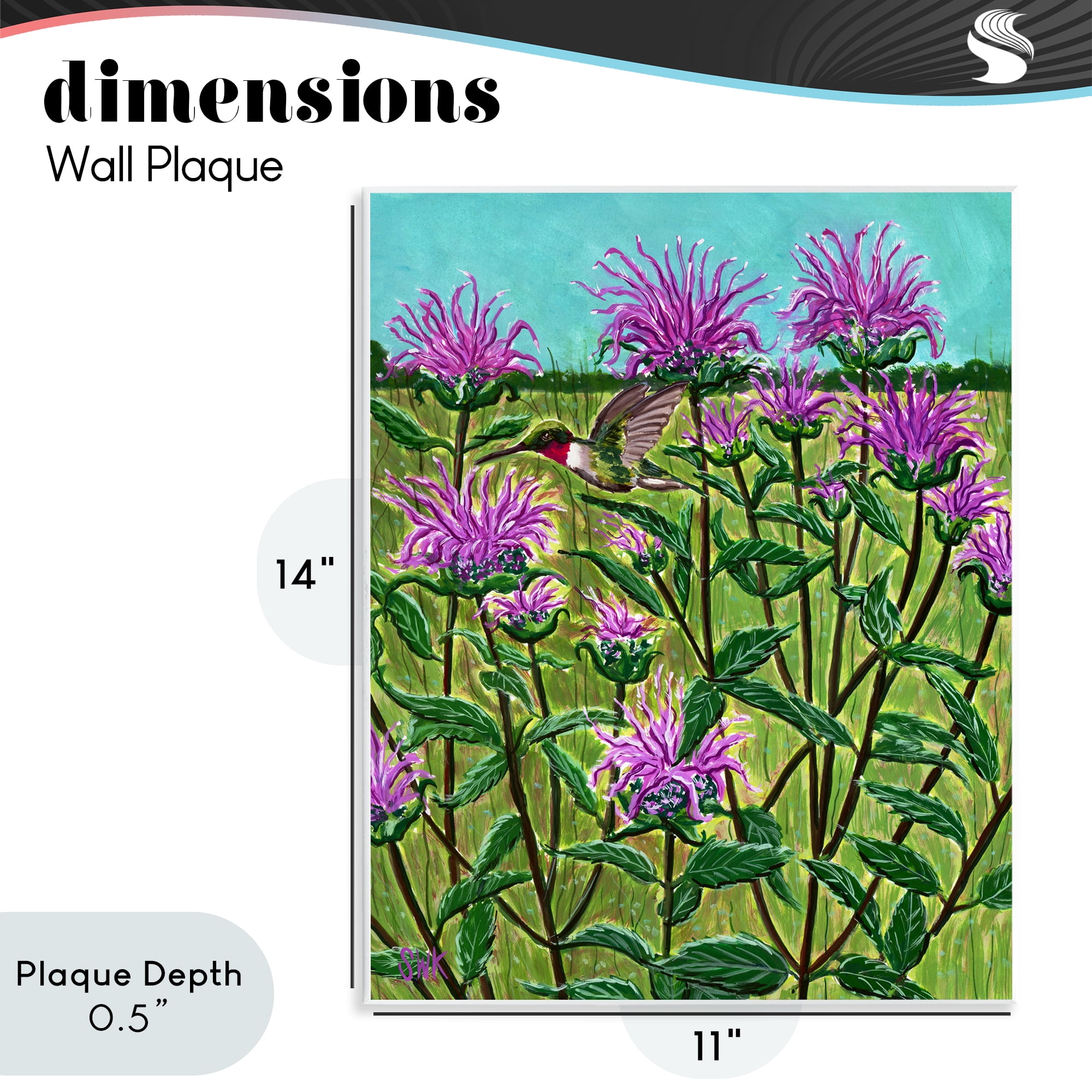 Stupell Industries Ruby Throated Hummingbird & Beebalm Wall Plaque Art, design by Sarah Waldron Kimball