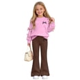 thumbnail image 5 of Lmnyox Cute Outfits for Girls 2 Pieces Bow Knot Pullover and Bell Bottom Pants Casual Clothing Sets, 5 of 8