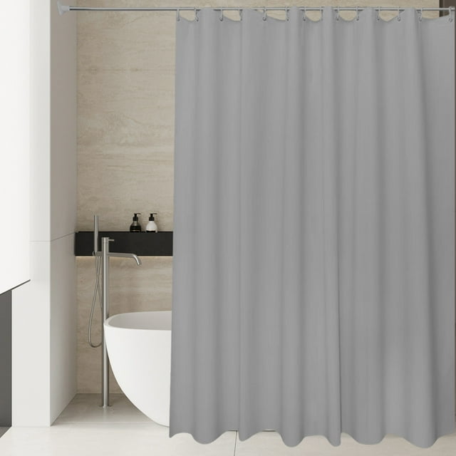 Maplenight Solid Color Shower Curtain Liner 79 x 71 Inch Waterproof Fabric Bathroom Curtain With Hooks Simple Modern Design For Tub Toilet Closet Polyester Washable Extra Long Gray