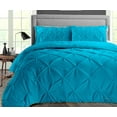 thumbnail image 1 of Oversized Palatial King Comforter Pinch Turquoise Blue 300 GSM Plush Siliconized Microfiber Fill Duvet Insert With 1000 Thread Count Egyptian Cotton Shell Fluffy Soft with Piping & Pillowcases, 1 of 8