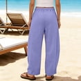 thumbnail image 5 of Hurxie Wide Leg Linen Pants for Women Drawstring Waist Lightweight Summer Pants with Pocket Baggy Cotton Linen Palazzo Pants Purple,XL, 5 of 7