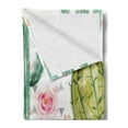 thumbnail image 2 of Hawaii Soft Flannel Fleece Throw Blanket, Watercolor Look Pattern of Exotic Cacti and Roses with Little Triangles, Cozy Plush for Indoor and Outdoor Use, 50" x 60", Multicolor, by Ambesonne, 2 of 5
