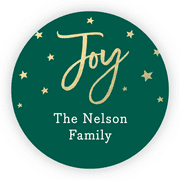 Personalized Holiday circular 1.75" Circular Seal Stickers - Joy