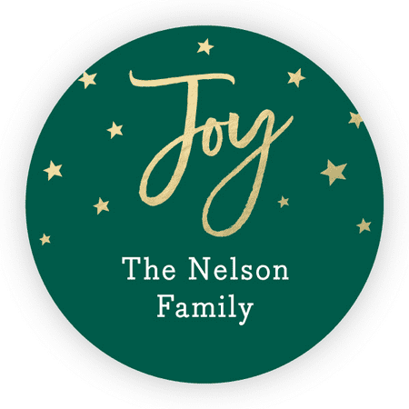Personalized Holiday circular 1.75" Circular Seal Stickers - Joy
