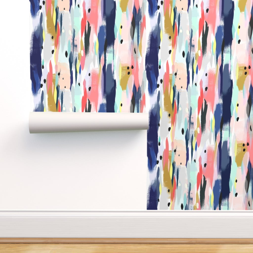 Peel & Stick Wallpaper 3ft x 2ft - Abstract Painting Stripe Dots