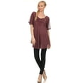 thumbnail image 5 of Sakkas Ellie Sequin Embroidered Cap Sleeve Scoop Neck Relaxed Fit Blouse - Burgandy - One Size, 5 of 5