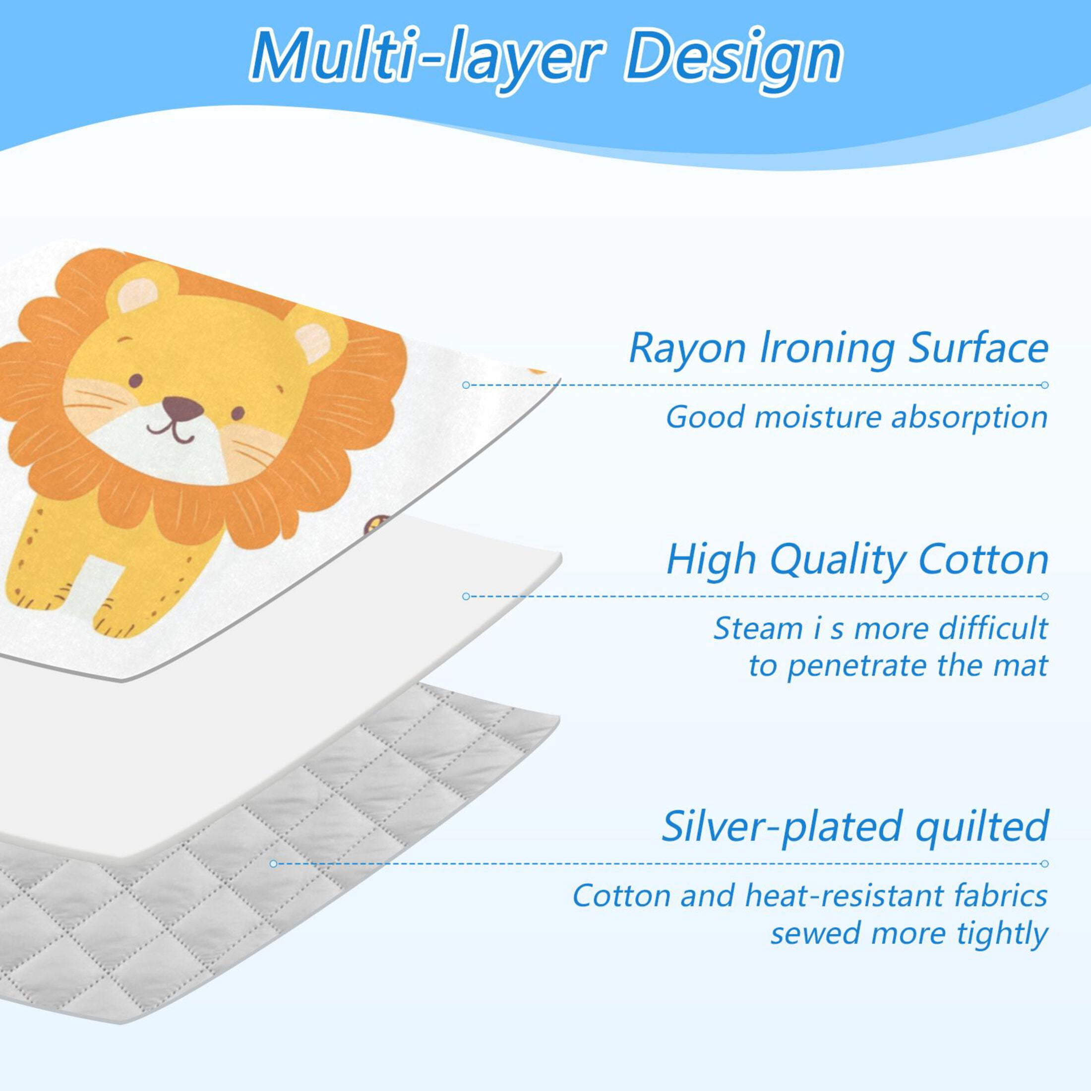 Cute Lions and Butterflies Ironing Mat Blanket Portable Travel Ironing Pad Heat Resistant Pad 47.2" x 27.6”