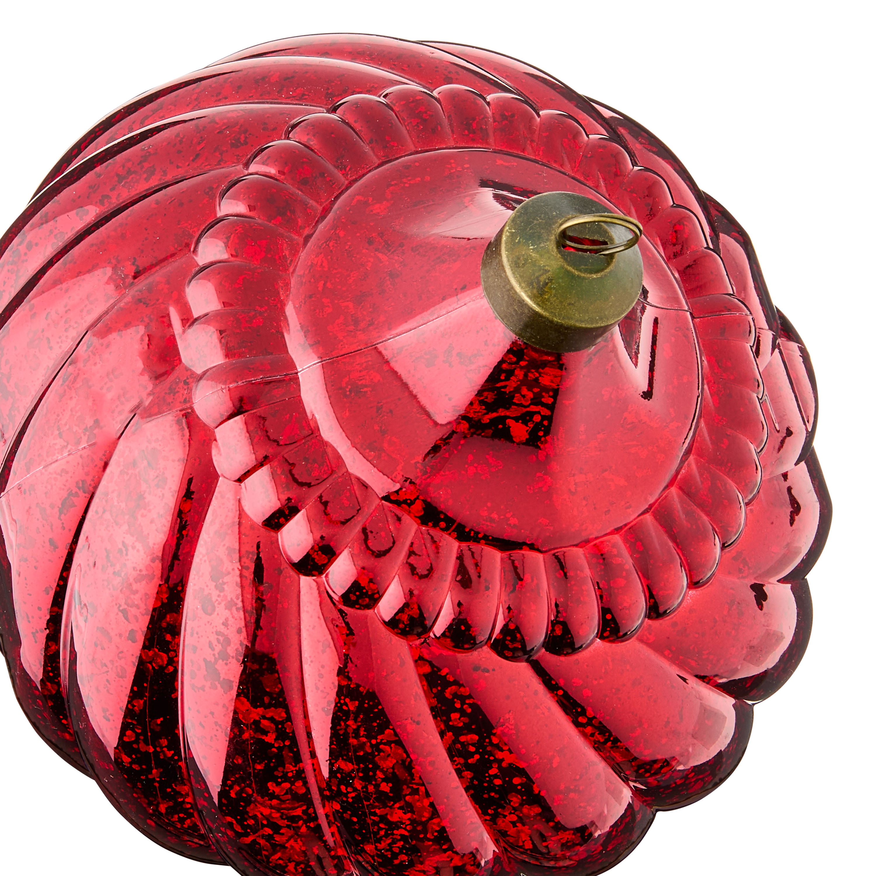 2 Count Red Mercury Glass-Style Finial Shatterproof Christmas Ornaments, 7 in, by My Texas House