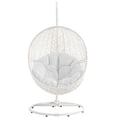 thumbnail image 3 of Modway Hide Steel Rattan Outdoor Patio Swing Chair with Stand in White, 3 of 6