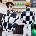 thumbnail image 6 of Godderr Toddler Kids Baby Girls Boys Light Down Outwears Warm Checkered Cotton Jackets 1-7Y Winter Fall Cotton Coats Long Sleeved Zipper, 6 of 8