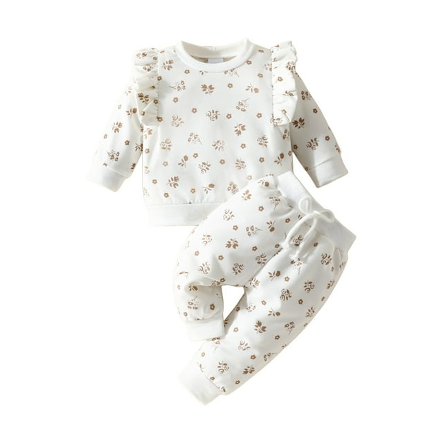 Zshosam Toddler Clothes for Girls Winter Baby Girl Fall Winter Outfits Toddler Clothes Sweatshirts and Joggers Pants 2 Piece Set Size 3 6 Months,(White 3-6 Months)