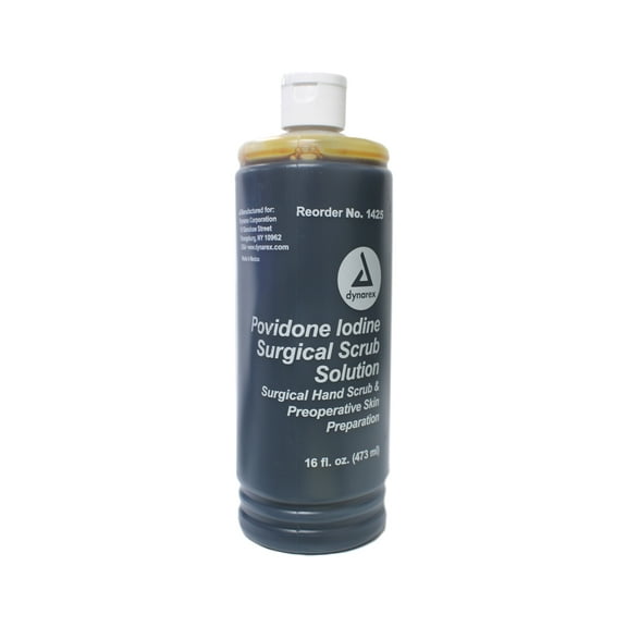 4 Pack Dynarex Povidone Iodine Surgical Scrub Solution, 16oz Each