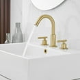 thumbnail image 4 of 8 in. Widespread 2-Handle Mid-Arc Bathroom Faucet with Valve and cUPC Water Supply Lines in Brushed Gold, 4 of 11