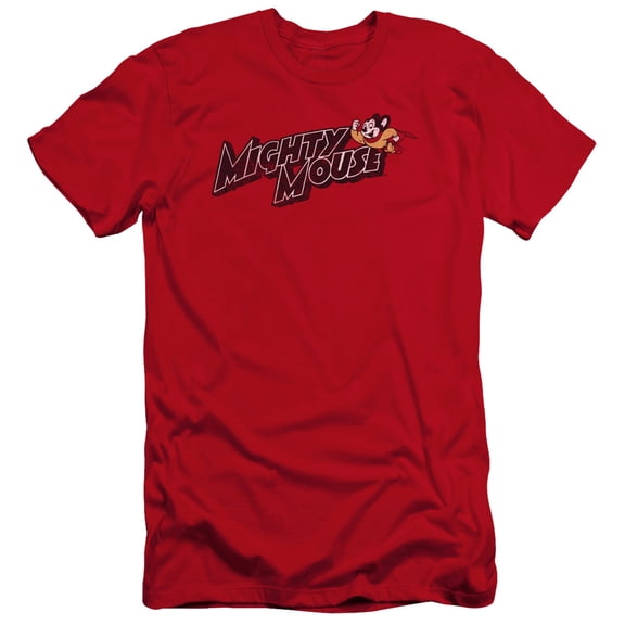 Mighty Mouse Might Logo Premium Canvas Adult Slim Fit 30/1 T-Shirt Red