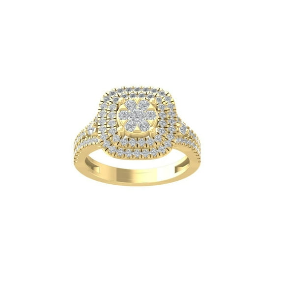 ARAIYA FINE JEWELRY 10K Yellow Gold Lab-Grown Diamond Engagement Ring (1 cttw Round-shape Lab-Grown Diamonds (D-F Color, VS Clarity) Size 6.5
