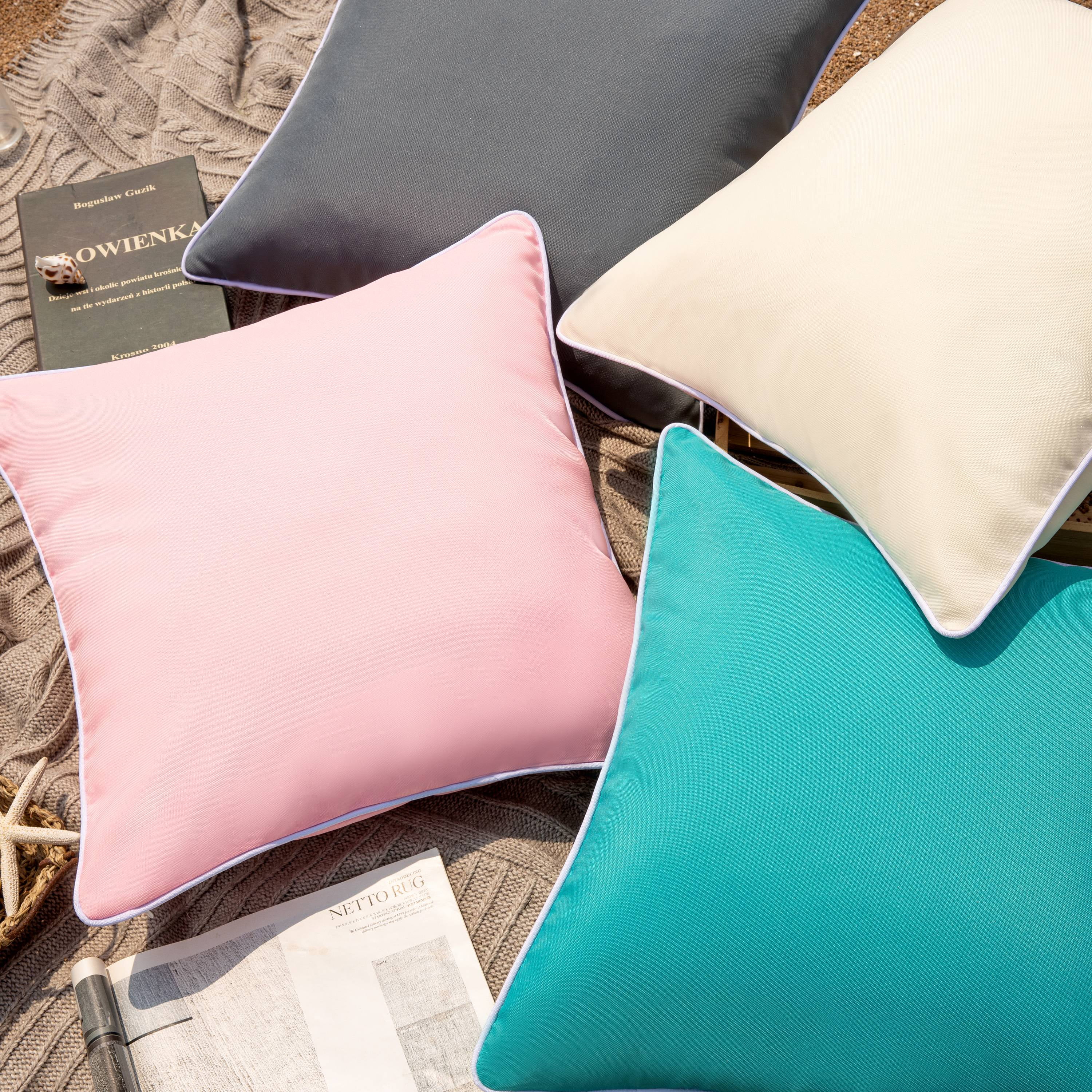 Phantoscope Outdoor Waterproof Decorative Throw Pillow for Patio, 20" x 20", Turquiose, 2 Pack
