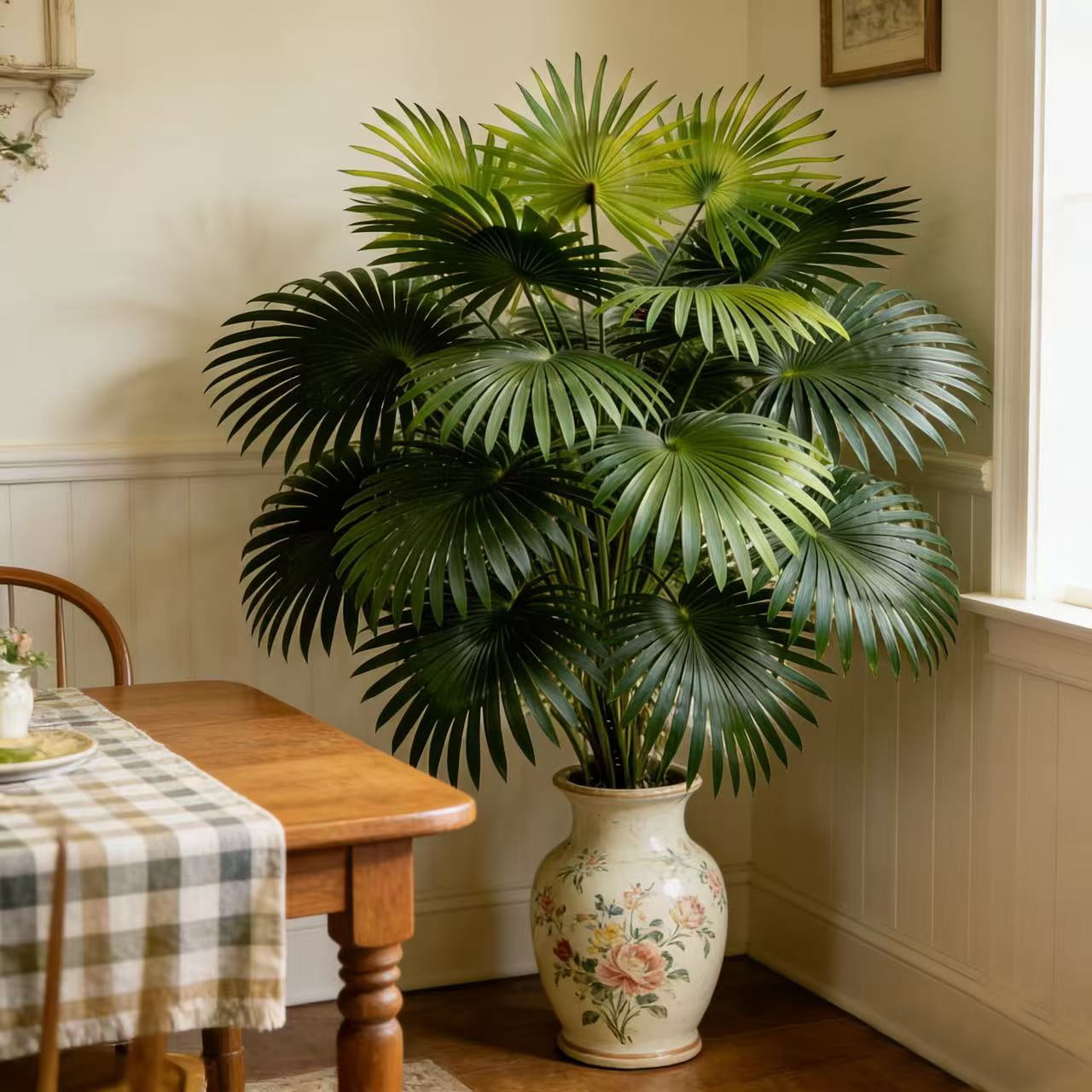 Outdoor Large Fake Fan Palm Tree,Weather Resistant Faux Plant for Patio Garden Decor | No Pot 33.46in 2Pack
