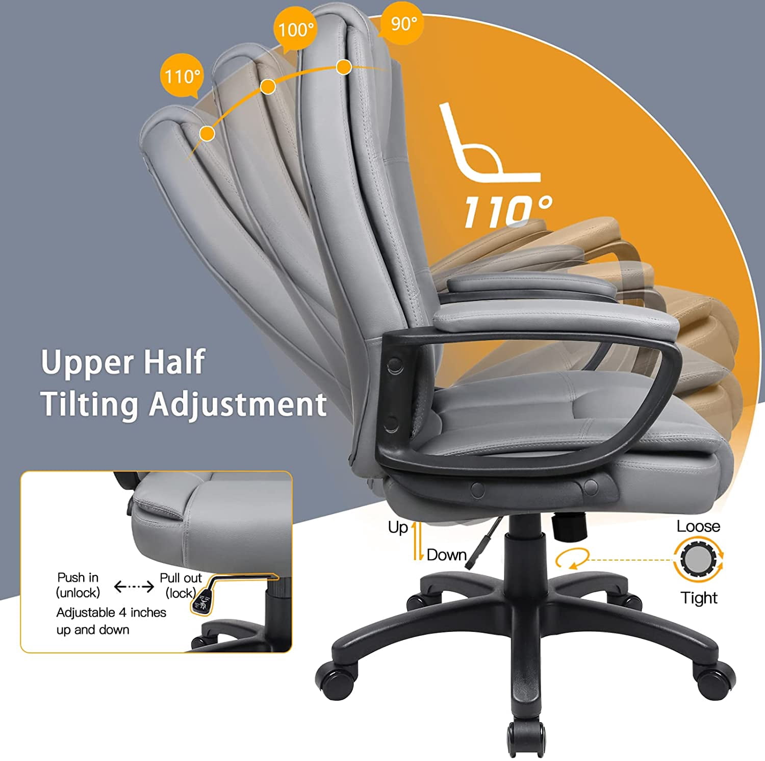 Bossin Big and Tall Home Office Computer chair for Adults, High Back Desk Chair for Heavy Duty 400 LBS