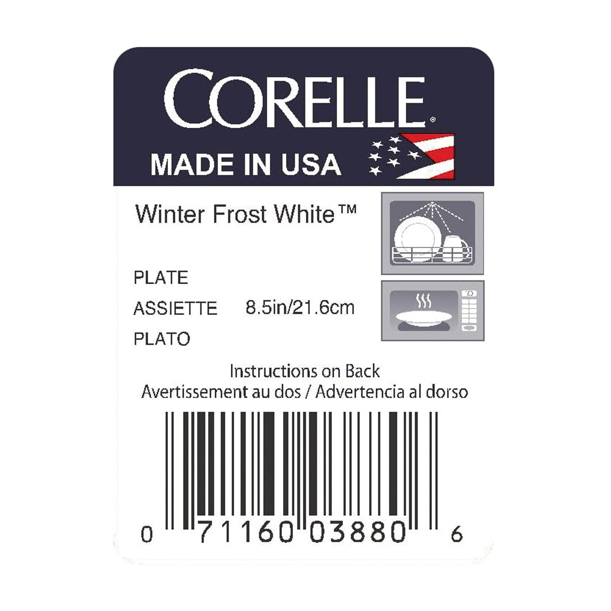 (2 pack) Corelle Winter Frost White, Round Lunch Plate, 8.5"