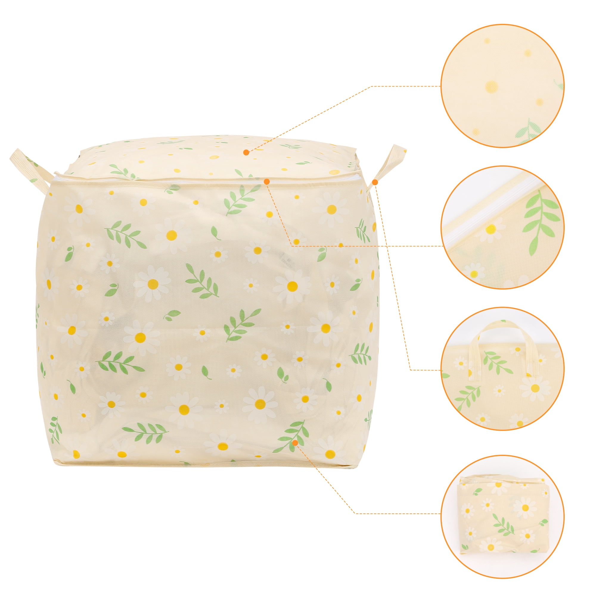 Unique Bargains 1 Pc Clothes Storage Foldable Storage Bags Beige 19*19*19in