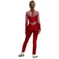 thumbnail image 2 of Sholeno Girls Full Body Figure Skating Jumpsuit Long Sleeve Mesh Skirted Gymnastics Dance Leotard Burgundy 14, 2 of 5