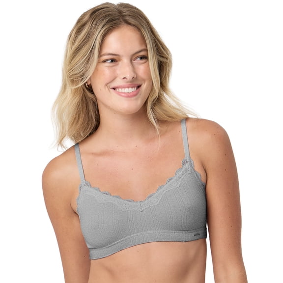 Kindly Yours Women’s Wire Free Pointelle Bralette with Lace Trim, Sizes S-XXXL