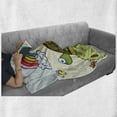 thumbnail image 6 of Turtle Soft Flannel Fleece Blanket, Cartoon Animal Looking at a Butterfly on Hill Spring Season Colorful Nursery Doodle, Cozy Plush for Indoor and Outdoor Use, 50" x 60", Multicolor, by Ambesonne, 6 of 6
