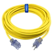 Clear Power 12/3 SJTW 50 ft Outdoor Extension Cord with Power Indicator Light, Yellow, CP10148