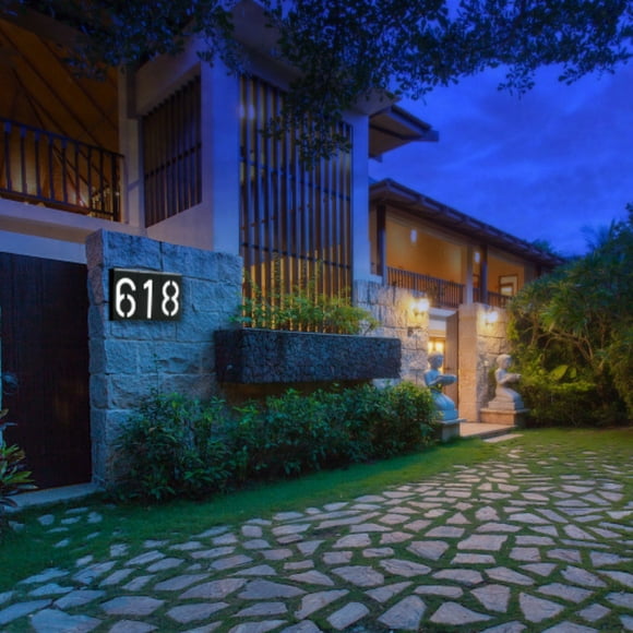 Luz solar para el número de casa - Señal moderna de dirección LED con diseño impermeable para atractivo exterior exterior y fácil visibilidad nocturna