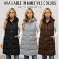 thumbnail image 5 of Women’s Long Cotton Puffer Vest, Quilted Sleeveless Winter Warm Jacket with Hood & Button Closure, Fashion Waistcoat, 5 of 5