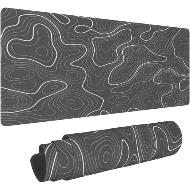 Large Mouse Pad XXL, Topography Contour Map Gaming Mouse Pad, Big Desk Mat with Stitched Edges Mousepad for Gaming Keyboard Computer Laptop Office, 31.5'''' X 12''''
