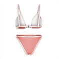 thumbnail image 6 of UTSJKR Savings Women's Color Block Binding Bikini Set Triangle Two Piece Swimsuit Beach Fashion Bikini Halter Bathing Suit Pink L, 6 of 9