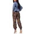 thumbnail image 4 of Women Camouflage Casual Pants with Elastic Waist Drawstring, High Waist Color Matching Clothing, 4 of 9