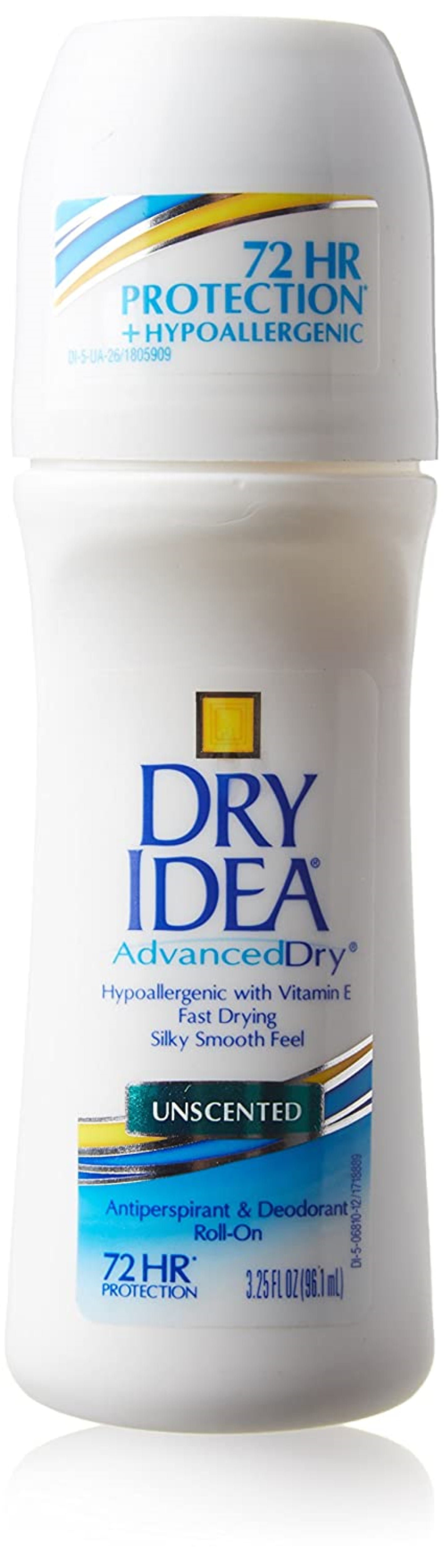 Pack of (4) Dry Idea Antiperspirant Deodorant Roll On, Unscented, 3.25 fl oz