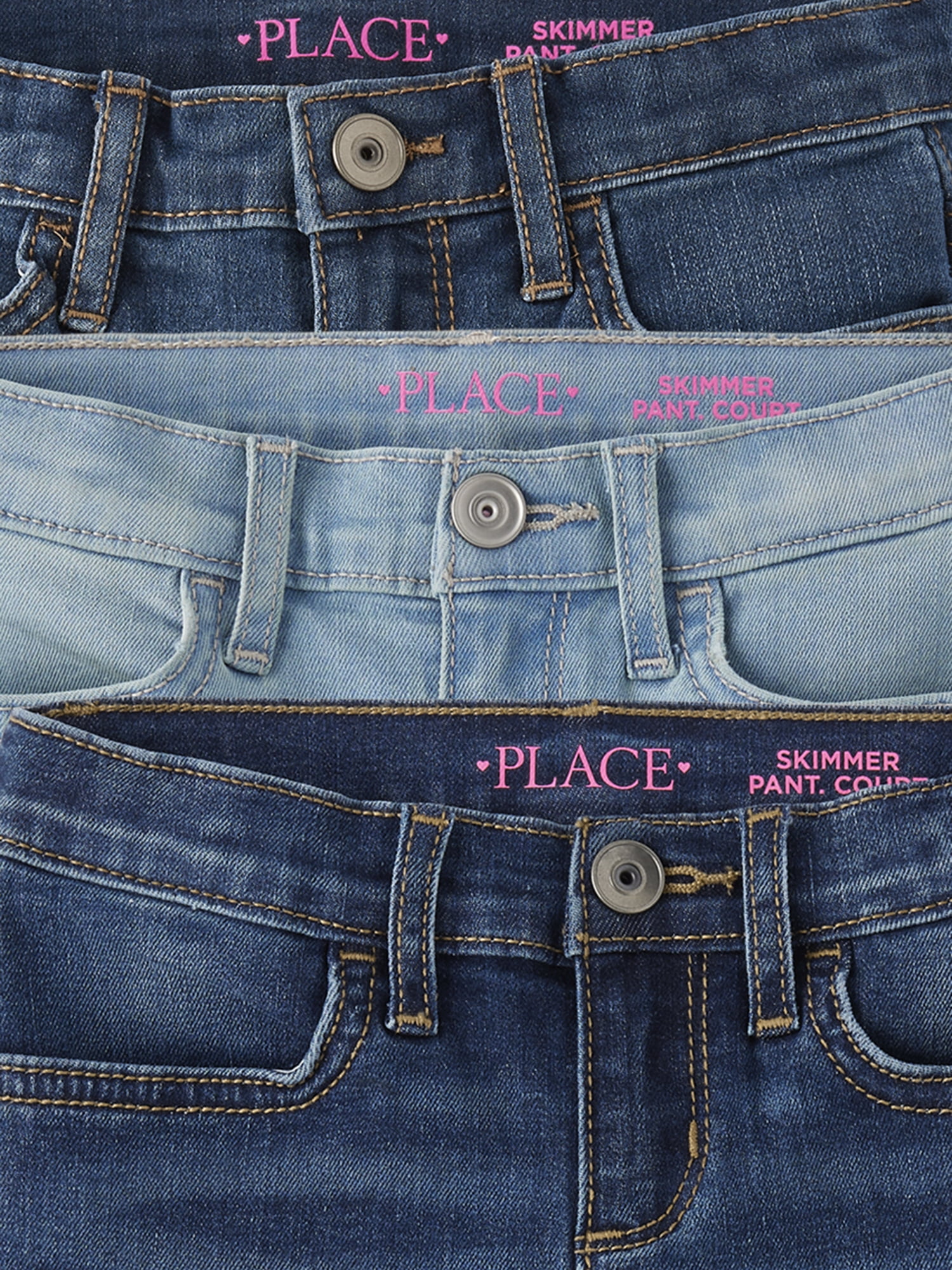 The Children's Place Girls Pull-On Denim Skimmer Short, 3-Pack, Sizes 4-16