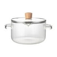 thumbnail image 1 of Cooking Utensils Double Handle Glass Pot with Lid for Indoor Use 6 Heat Striped Thick Bottom Pot Ideal for Food and Cooking, 1 of 7