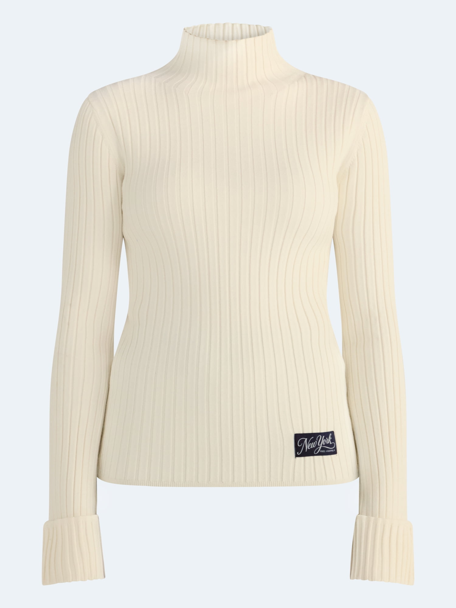 Free Assembly Women's Ribbed Mock Neck Sweater, Midweight, Sizes XXS-XXL