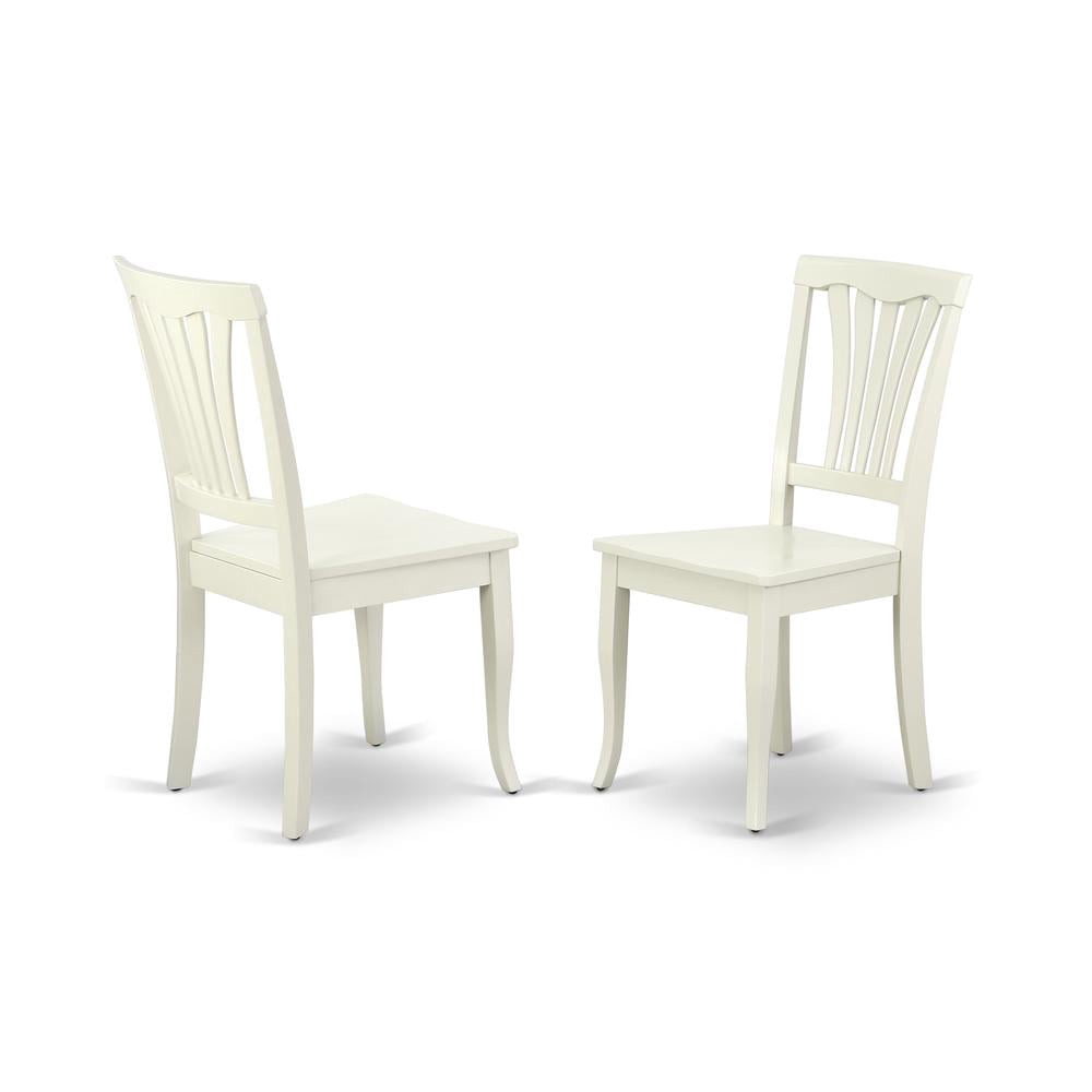 East West Furniture 3-Piece Dining Set - Drop Leaf Table & 2 Ladder Back Chairs, Linen White Faux Leather