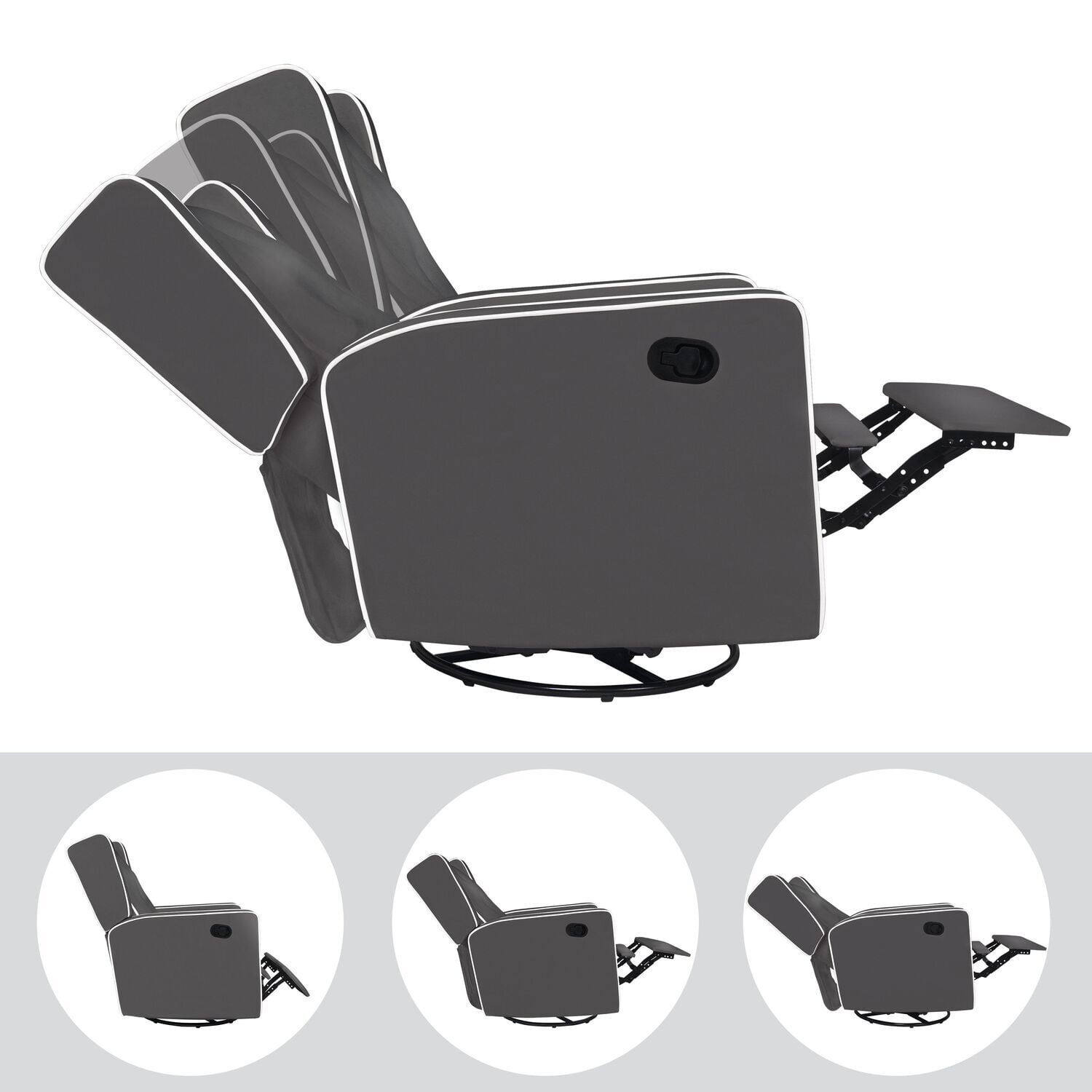 Relax and Bond with Your Baby in Style – Odelia 360° Swivel Glider Rocker Recliner for Nursery and Maternity | Plush Cushions, Gentle Rocking Motion, Soft Microfiber Upholstery - Gray