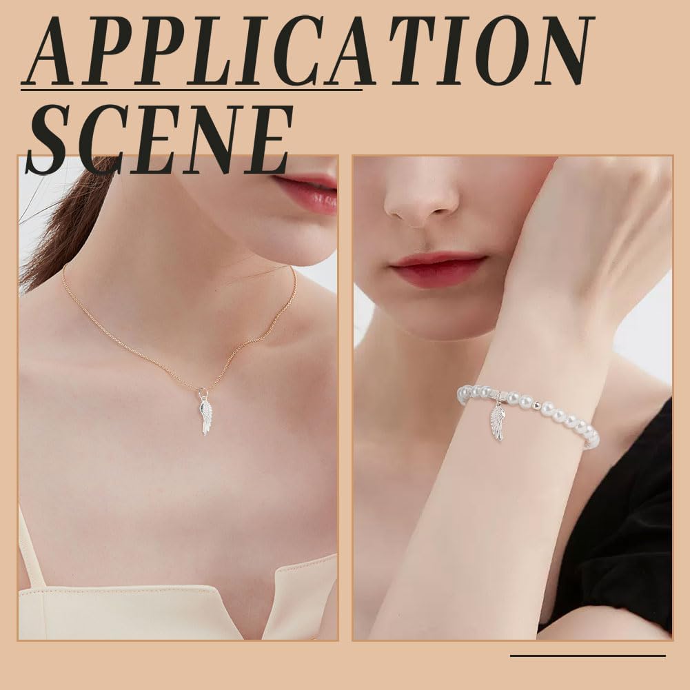 1 Box 5Pcs 925 Sterling Silver Pendants Wing charms with Jump Rings Silver Metal charms Pendants DIY for Necklace Bracelet Earrings Jewelry Making and Crafting on Anniversary Mother's Day diy