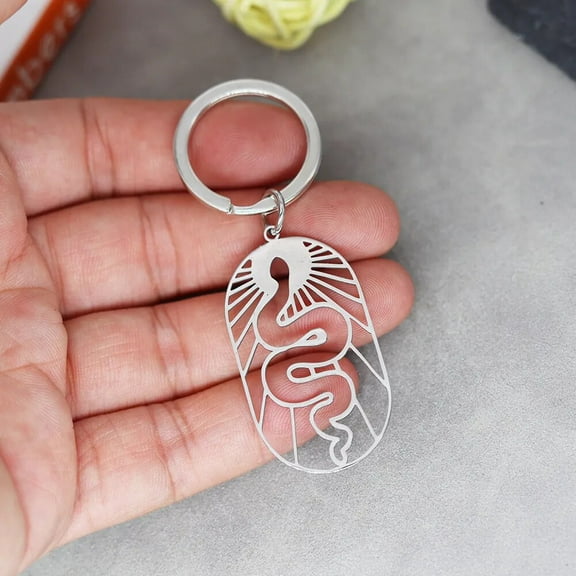 Vintage Snake Keychain Animal Pendant Keyring For Women Men Fashion Birthday Jewelry Stainless Steel Geometric Key Chain