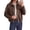 Brown, variant on PRETTYGARDEN Faux Leather Motorcycle Jackets Womens Coat Cropped, Zip Up Collared, Trendy Fall Outerwear, Gathered Hem, Winter Layering Clothes, Casual Going Out Date Night Outfit