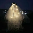 thumbnail image 3 of D-GROEE Wedding Bridal Veil Imitation Pearls White Pearl Tulle Short Veil Bow Knot Two Layers Colorful Glowing Veil Bride Hair Accessories for Women and Girls, 3 of 7
