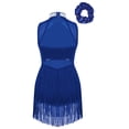 thumbnail image 2 of Runhomal Justaucorps de Ballet Sans Manches à Paillettes pour Filles, Robe à Franges, Style Latin Moderne Jazz Tango Rumba Salsa, Costume de Danse Bleu Royal 16, 2 of 7