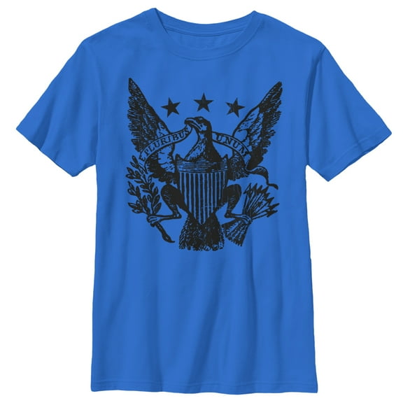 Boy's Lost Gods E Pluribus Unum America Eagle  Graphic Tee Royal X Large