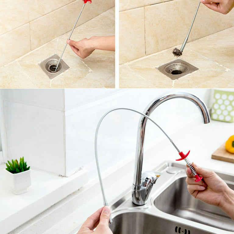 Jiawangwang Spring Pipe Dredging Tool, Multifunctional Cleaning Claw, Bendable Sewer Drain Cleaning Brush, Pressure-Type Cleaning Hook for Kitchen