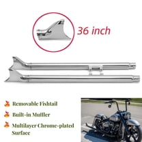 Chrome 36 Inch Dual Slip-On Fishtail Exhaust Pipes for Harley Softail 2007-2017 Fatboy Deluxe Slim Springer Heritage Classic