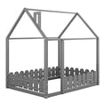 thumbnail image 5 of Aukfa House Bed for Kids Teen, Wood Bed Frame with Fence, Full Size Bed, Gray, 5 of 8