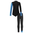 thumbnail image 2 of inlzdz Kids Girls 2Piece Shiny Long Sleeve Dance Gymnastics Leotard with Athletic Leggings Dancewear Blue 10, 2 of 7