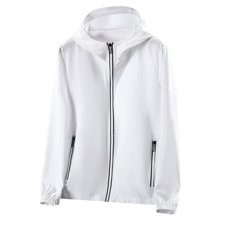 Mens Jackets Coat Casual Top Blouse Sunscreen Men s Summer Ice Silk Thin Breathable Coat New Outdoor Fishing Men s Sun Protective Clothing Light Tan Trench Coat Men White M
